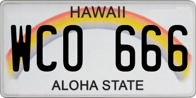 HI license plate WCO666