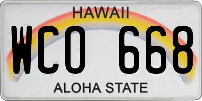HI license plate WCO668