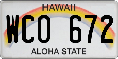 HI license plate WCO672