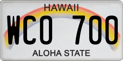 HI license plate WCO700