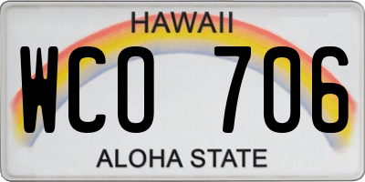 HI license plate WCO706