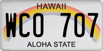 HI license plate WCO707