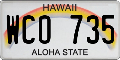 HI license plate WCO735