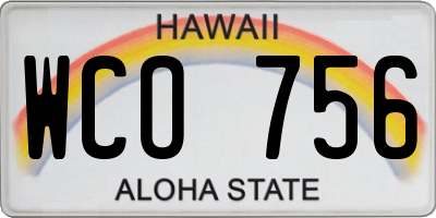 HI license plate WCO756