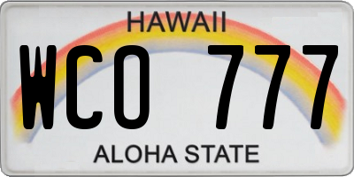 HI license plate WCO777