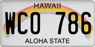 HI license plate WCO786