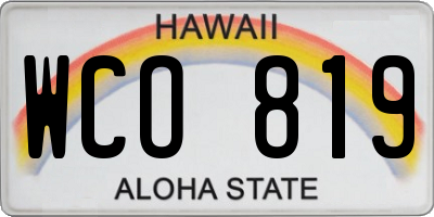 HI license plate WCO819