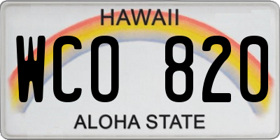 HI license plate WCO820