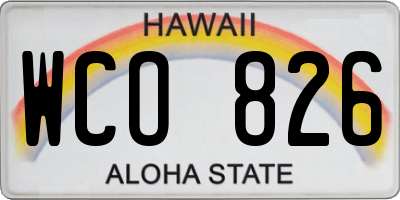 HI license plate WCO826