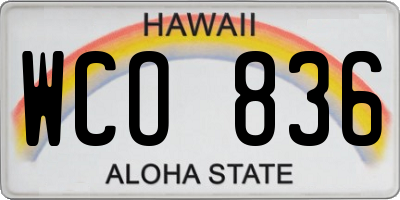 HI license plate WCO836