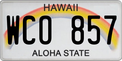 HI license plate WCO857