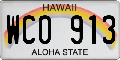 HI license plate WCO913