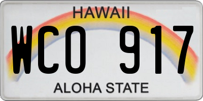 HI license plate WCO917