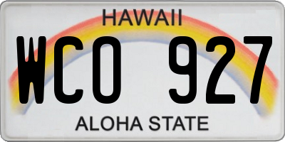 HI license plate WCO927