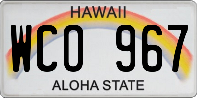 HI license plate WCO967
