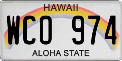 HI license plate WCO974