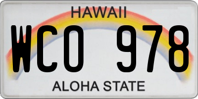 HI license plate WCO978