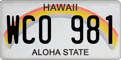 HI license plate WCO981