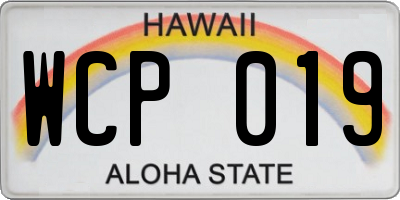 HI license plate WCP019