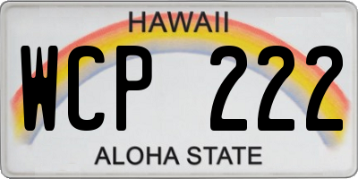 HI license plate WCP222