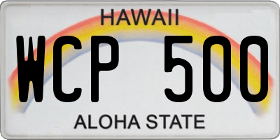 HI license plate WCP500