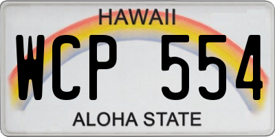 HI license plate WCP554