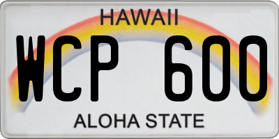 HI license plate WCP600