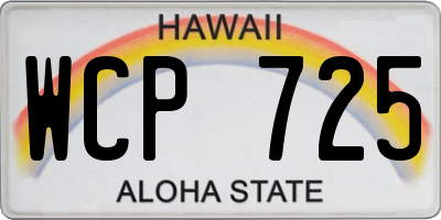 HI license plate WCP725