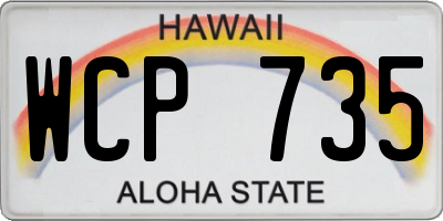 HI license plate WCP735