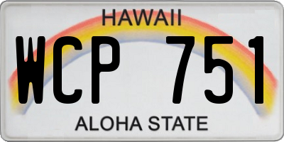 HI license plate WCP751