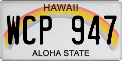 HI license plate WCP947