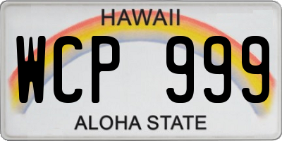 HI license plate WCP999