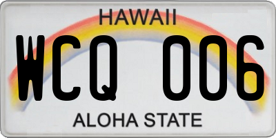 HI license plate WCQ006