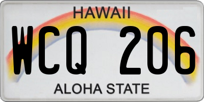 HI license plate WCQ206