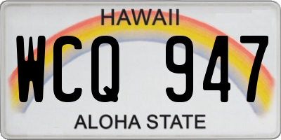 HI license plate WCQ947
