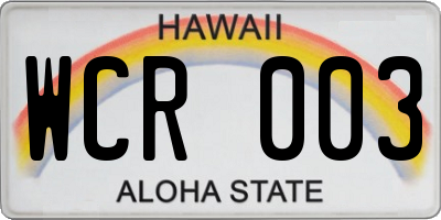 HI license plate WCR003
