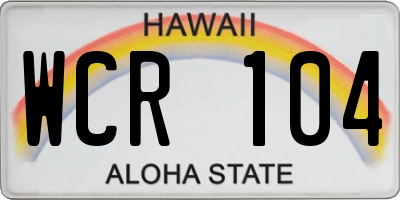 HI license plate WCR104