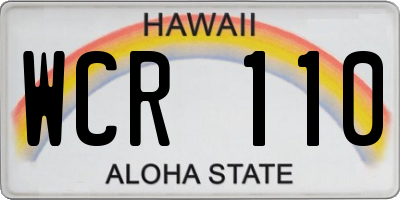 HI license plate WCR110