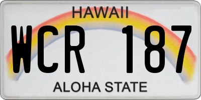 HI license plate WCR187