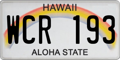 HI license plate WCR193