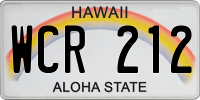 HI license plate WCR212