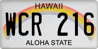 HI license plate WCR216