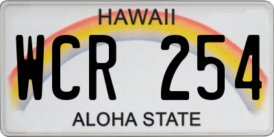 HI license plate WCR254