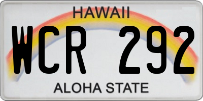 HI license plate WCR292