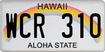 HI license plate WCR310