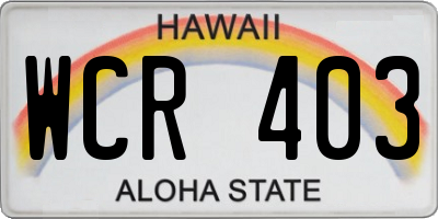 HI license plate WCR403