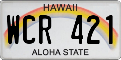 HI license plate WCR421