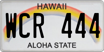 HI license plate WCR444