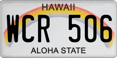 HI license plate WCR506