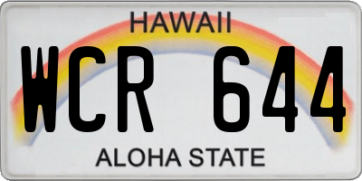 HI license plate WCR644